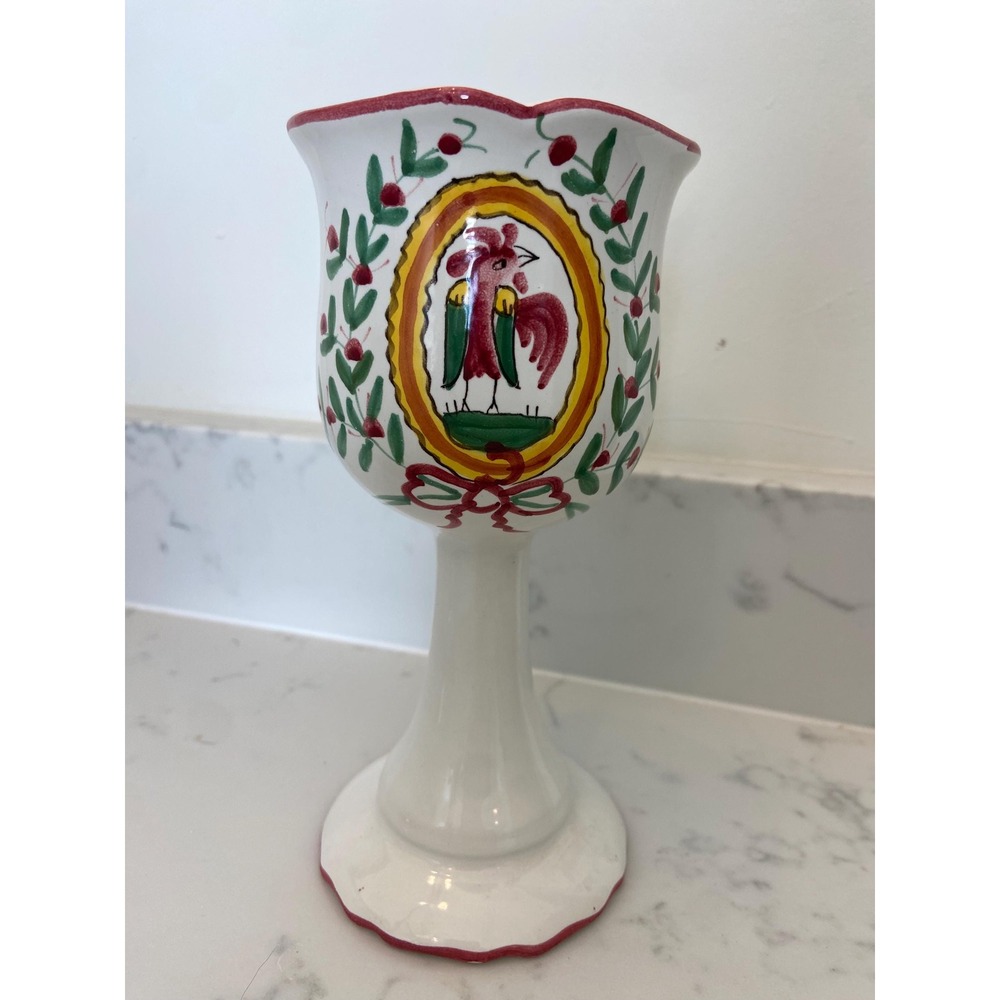 Vintage Italian Ceramic Goblet‎ with Rooster